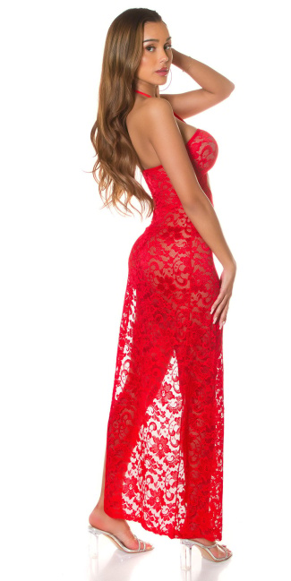 Neckholder Lace Dress / Cover-Up Red